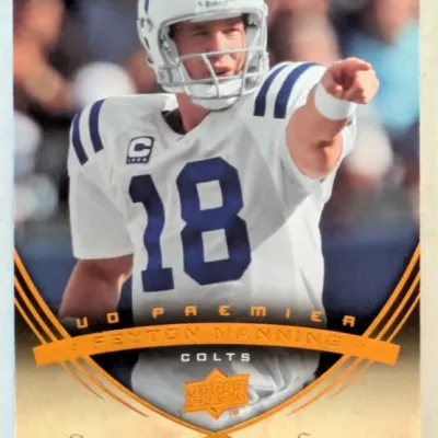 Upper Deck UD Premier Peyton Manning Indianapolis Colts limited edition trading card, serial numbered 81/99.