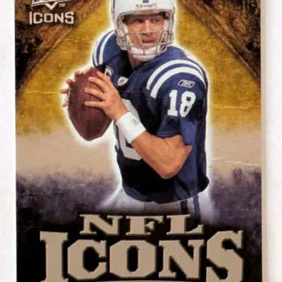 Upper Deck Icons Peyton Manning Indianapolis Colts trading card, serial numbered 049/450.