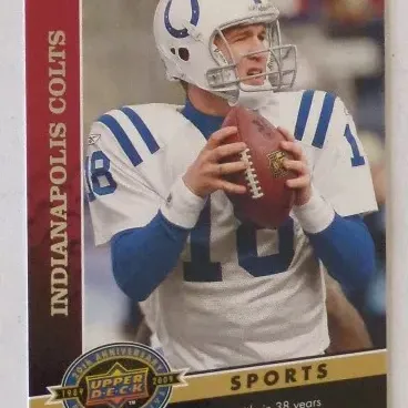 2009 Upper Deck Retrospective Peyton Manning trading card featuring the Indianapolis Colts.