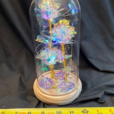 Rose Gift Enchanted Colorful Led Galaxy Crystal Rose Flower Light in Glass Dome