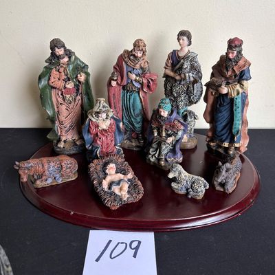 International Silver Company Nativity Scene Wood Resin Christmas Vintage