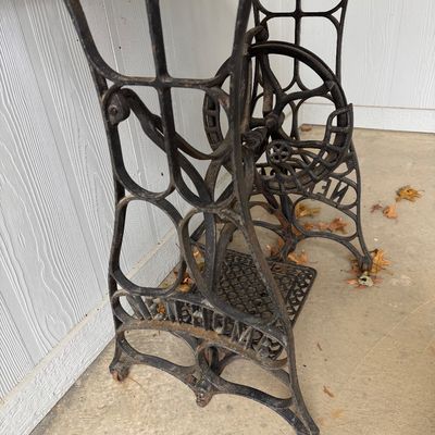 Antique Black Cast Iron Treadle Sewing Machine Table Base by New Home Table