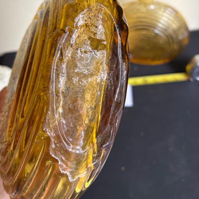 Vintage Amber Glass Flat Bottle Lot