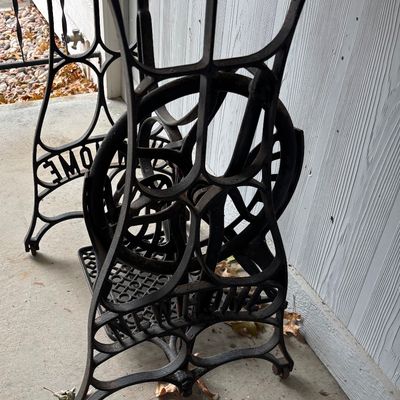 Antique Black Cast Iron Treadle Sewing Machine Table Base by New Home Table
