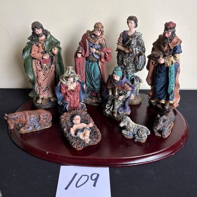 International Silver Company Nativity Scene Wood Resin Christmas Vintage