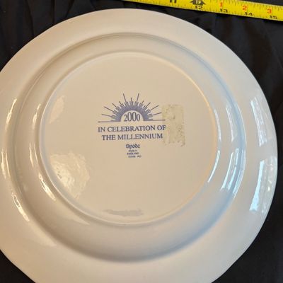 Spode “Millennium 2000” Plate, Blue & White Celestial Transferware, Zodiac Sun Moon Design Plate