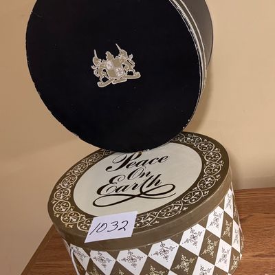 vintage round cardboard or paperboard hat box Lot