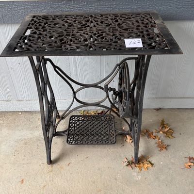 Antique Black Cast Iron Treadle Sewing Machine Table Base by New Home Table