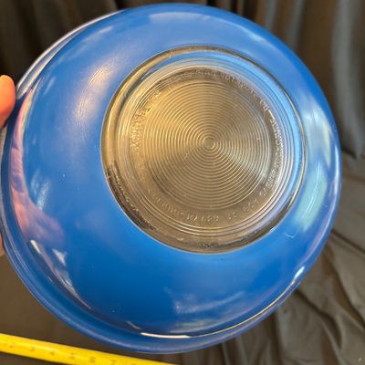 Pyrex Vintage Cobalt Blue Mixing Bowl Clear Bottom