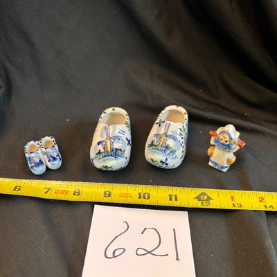 Blue porcelain Dutch clog shoe souvenir and More