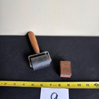 vintage RCA letterpress printing block and Roller
