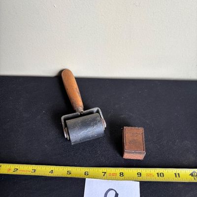 vintage RCA letterpress printing block and Roller