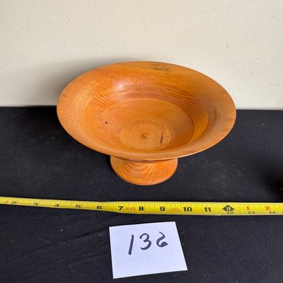vintage turned-wood pedestal bowl