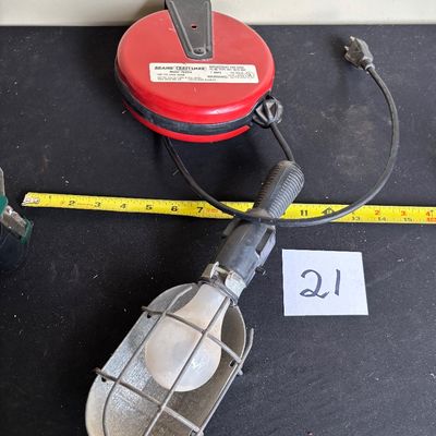 vintage Sears Craftsman Retractable Cord Reel and Trouble / Work Light