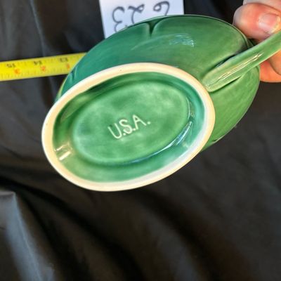 Vintage Mt. Clemens Petalware Gravy Boat USA Mt Clemens Pottery Petalware Green Gravy Boat