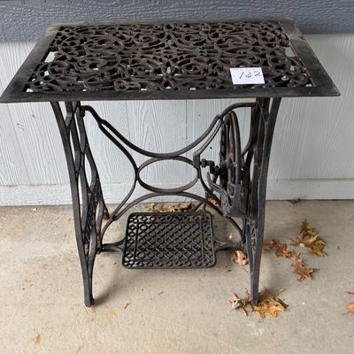 Antique Black Cast Iron Treadle Sewing Machine Table Base by New Home Table
