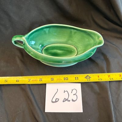 Vintage Mt. Clemens Petalware Gravy Boat USA Mt Clemens Pottery Petalware Green Gravy Boat