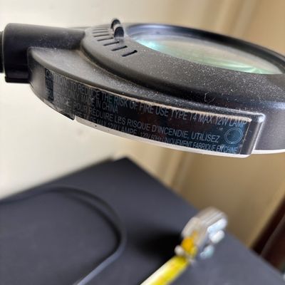 black gooseneck magnifying desk lamp