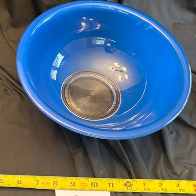 Pyrex Vintage Cobalt Blue Mixing Bowl Clear Bottom