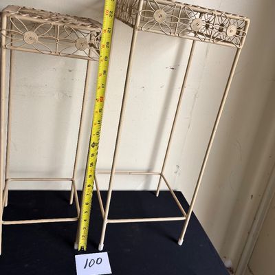 Tan metal plant stands / side accent tables