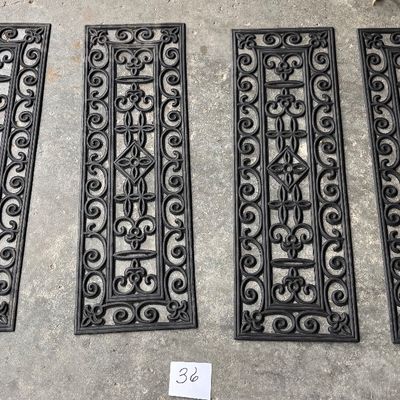 Decorative Scrollwork Design Rubber Stairs Anti-Slip Tread Mat Carpet, Set of 4