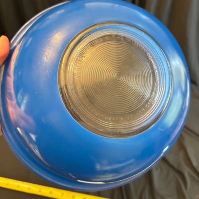 Pyrex Vintage Cobalt Blue Mixing Bowl Clear Bottom