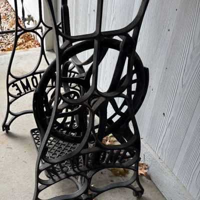 Antique Black Cast Iron Treadle Sewing Machine Table Base by New Home Table