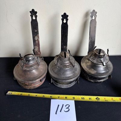 ANTIQUE METAL KEROSENE LAMP Lot