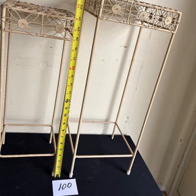 Tan metal plant stands / side accent tables