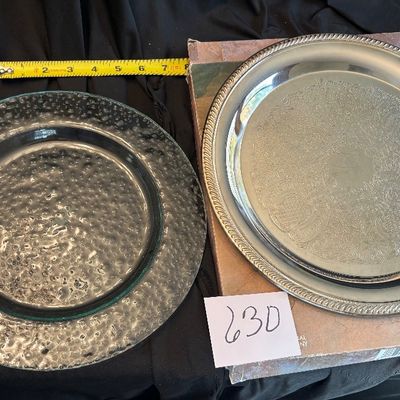 Silver Tone and Glass Serving Plates