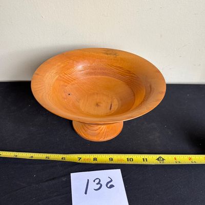 vintage turned-wood pedestal bowl
