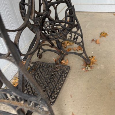 Antique Black Cast Iron Treadle Sewing Machine Table Base by New Home Table
