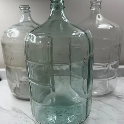 Lot of 3 Vintage Made in Italy 5-Gallon Glass Carboys Demijohns - Waffle Grid Pattern