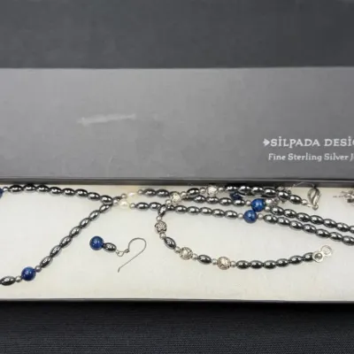 Silpada Artisan .925 Sterling Silver Gemstone Jewelry Lot - Turquoise, Lapis, Pearl, Onyx - 7 Pieces