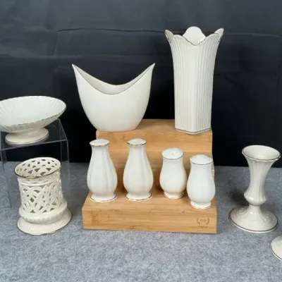 Lenox Ivory Porcelain Collection with Gold Trim – Vases, Candlesticks, Shakers & Decorative Pieces
