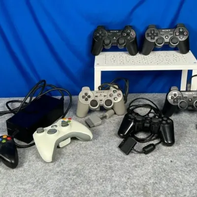 Sony PlayStation & Xbox Gaming Controller Lot with Xbox Power Supply