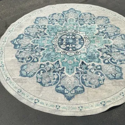 Safavieh Brentwood 9' Round Area Rug – Navy & Light Gray Medallion Design