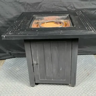 Outdoor Propane Fire Pit Table with Hidden Tank Storage – Approx. 28” Square