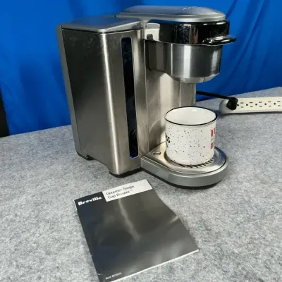 Breville Gourmet Single Cup Brewer Stainless Steel Coffee Maker with Manual & My K-Cup Accessories