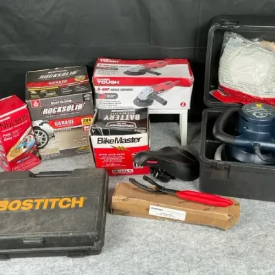 Garage & Automotive Tool Lot – Bostitch Brad Nailer, WEN Waxer, Hyper Tough Grinder & More