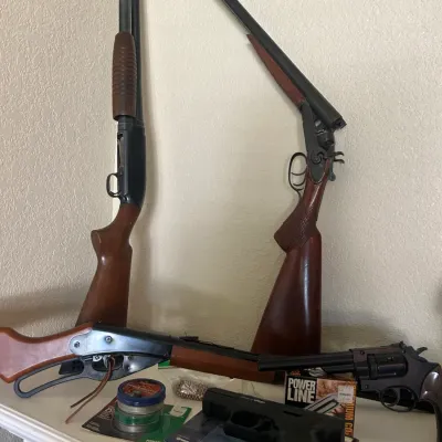 Sale Photo Thumbnail #3: Antique/relic- no FFL req'd, Winchester model 12 16 ga and Mohawk "Coach Gun"- black powder shot gun
