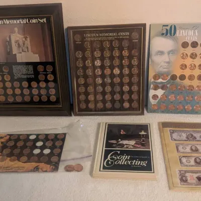 Vintage Lincoln Memorial Penny Collection Display Sets & Coin Collecting Literature\n