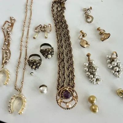 Vintage Gold-tone And Pearl Costume Jewelry