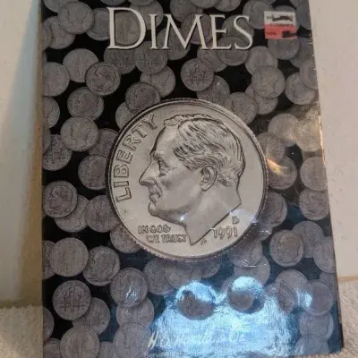 H.E. Harris & Co. Plain Dimes Coin Folder #2686  Holds 75 Coins (Blank, No Dates)