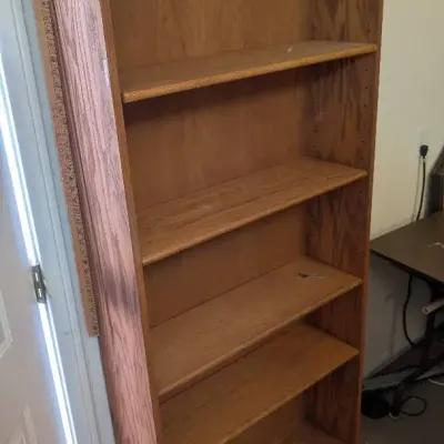 Vintage Traditional Tall 5-Shelf Bookcase  Medium Oak Finish