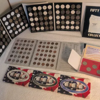 US State Quarter Collection Lot  50 State Albums, Gold & Platinum Plated Sets with COA