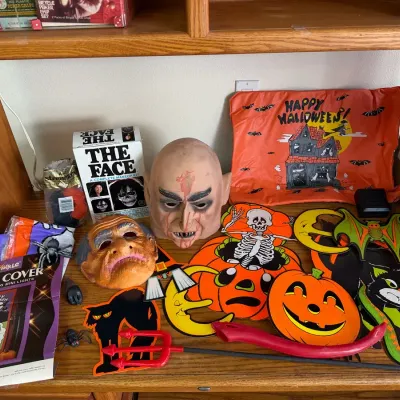 Stamped Don Post Vampire Mask, Beistle Style Die-Cuts & Decor