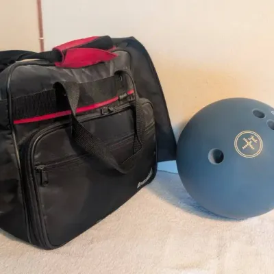 Vintage Faball Blue Hammer Bowling Ball & Brunswick Bag Combo