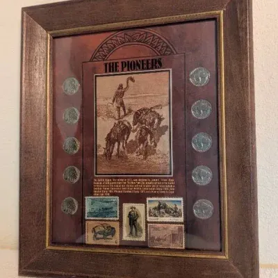 Vintage "The Pioneers" Framed Americana Collectible Set