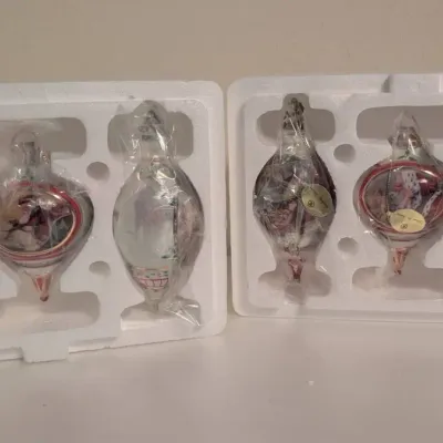6 Vintage 19992000 The Bradford Editions "Santa Millennial Heirloom" Porcelain Christmas Ornaments